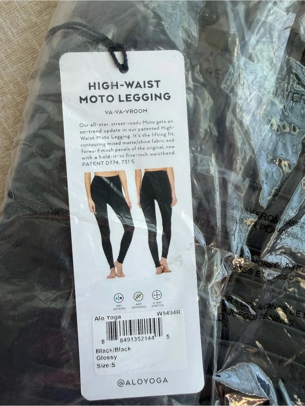ALO Brand New Yoga High-Waist Moto Legging in Black Size Small